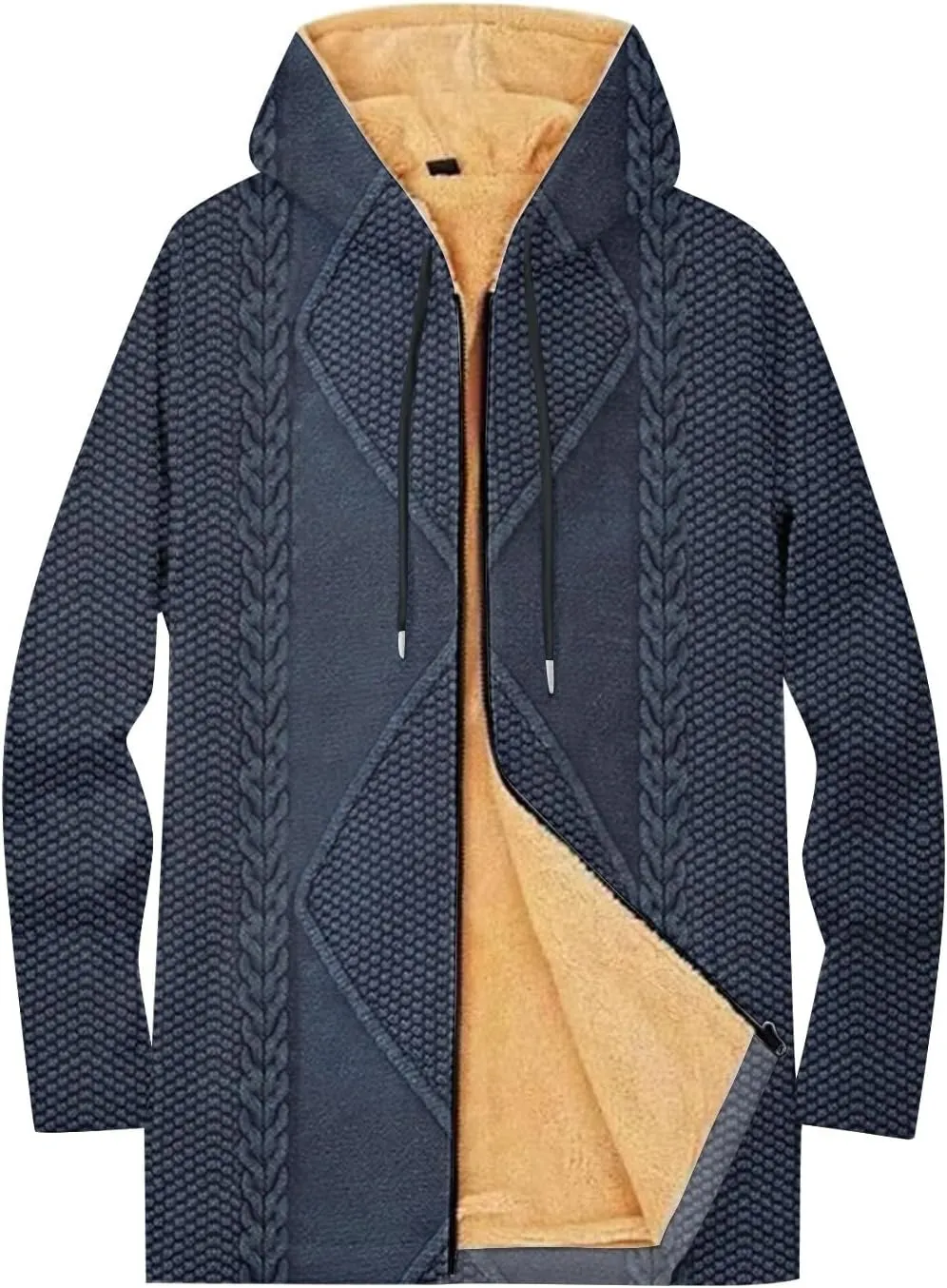 Mens Sherpa Hoodie Full-Zip Thermal Warm Hooded Thick Heavyweight Fleece Hoodies