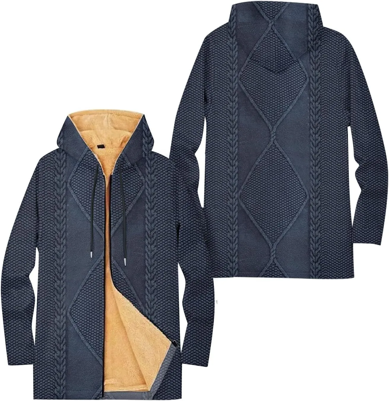 Mens Sherpa Hoodie Full-Zip Thermal Warm Hooded Thick Heavyweight Fleece Hoodies