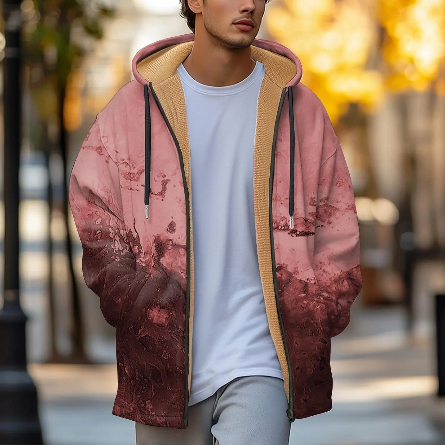 Mens Sherpa Lined Hoodie Full-Zip Winter Warm Hooded Heavyweight Thermal Fleece Sweatshirt