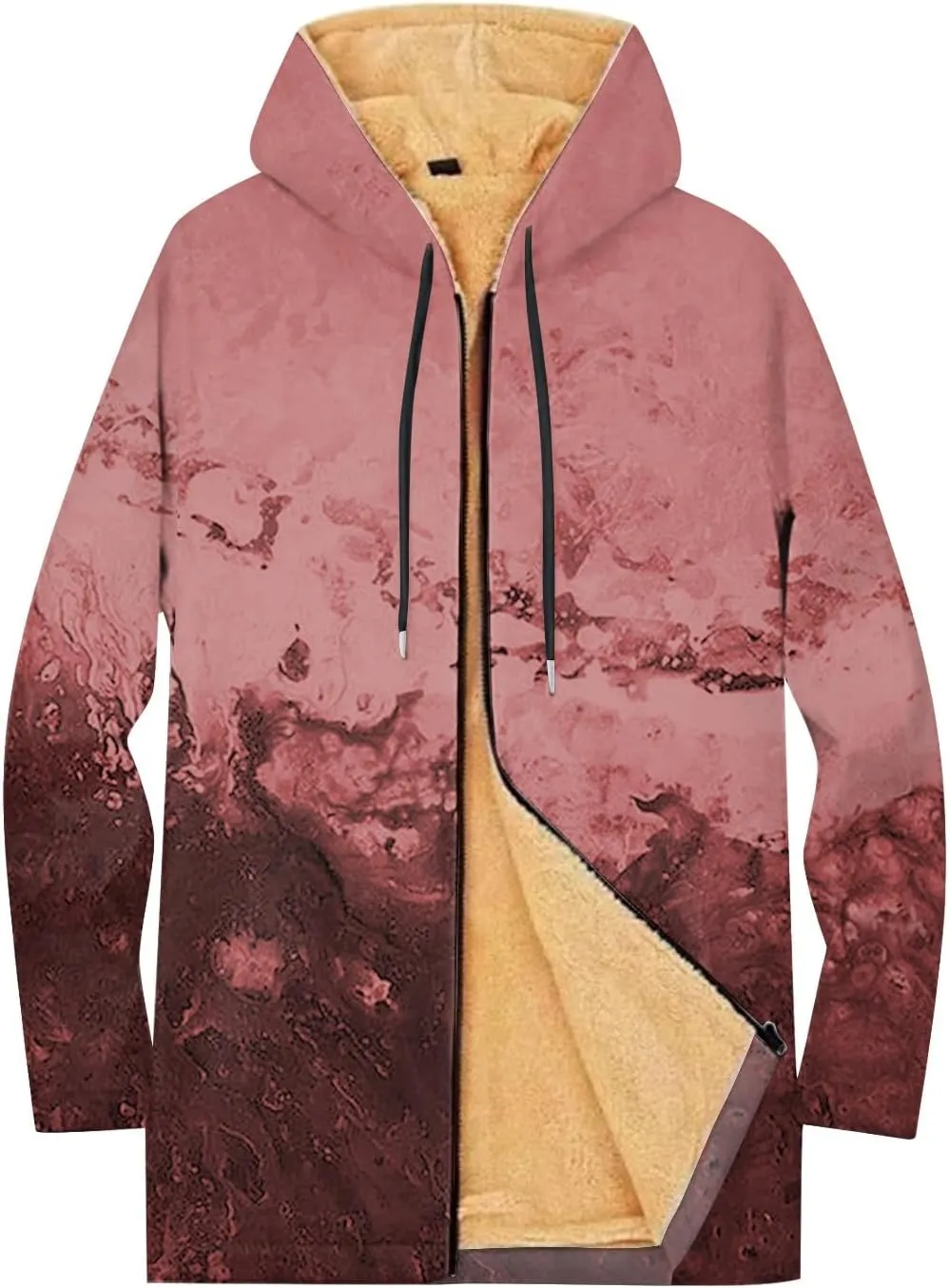 Mens Sherpa Lined Hoodie Full-Zip Winter Warm Hooded Heavyweight Thermal Fleece Sweatshirt