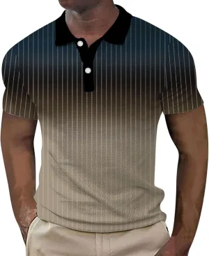 Mens Short Sleeve Shirt with Collar, 2023 Fashion Slim Fit Casual Polo Shirt Block Color Summer Sport Golf Shirt for Men
