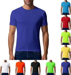 Men's Short Sleeve Tee Shirt Crewneck Casual Basic Shirt Moisture Wicking Fashion Tops Lightweight Gym Workout Tees