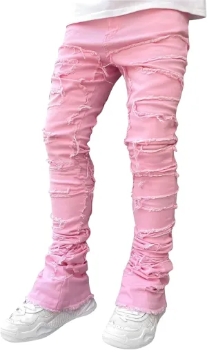 Mens Slim Fit Boot Cut Jeans Jeans Frayed Pants Distressed Rip Trousers Men Jeans Wide Jeans Men Mens