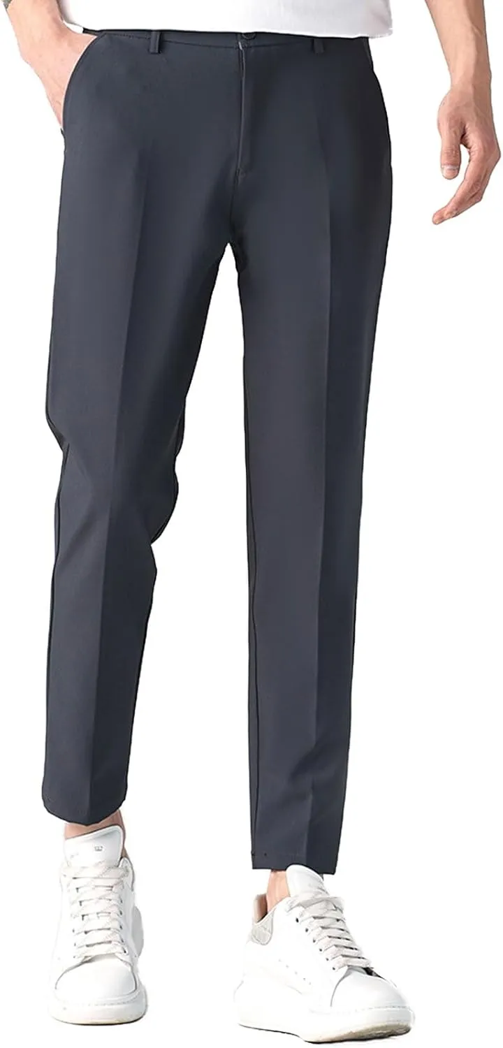 Men's Slim-Fit Harem Dress Pants Golf Pants Stretch Work Dress Pants Casual Comfy Trousers with Pockets