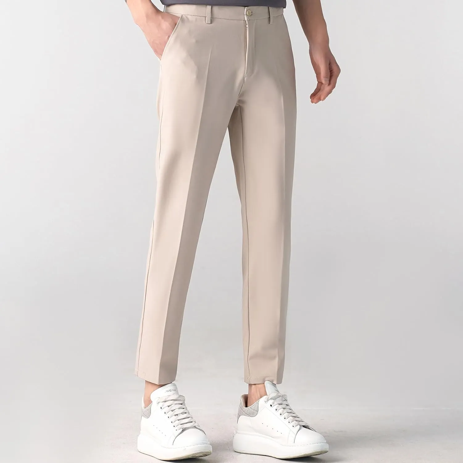 Men's Slim-Fit Harem Dress Pants Golf Pants Stretch Work Dress Pants Casual Comfy Trousers with Pockets