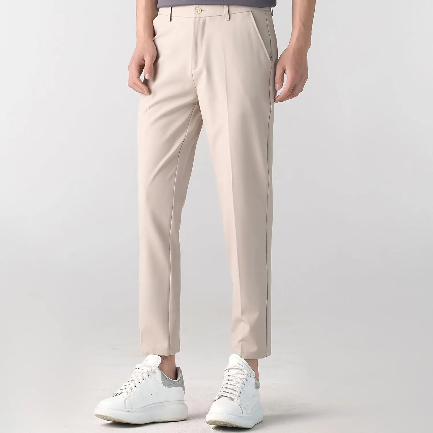 Men's Slim-Fit Harem Dress Pants Golf Pants Stretch Work Dress Pants Casual Comfy Trousers with Pockets