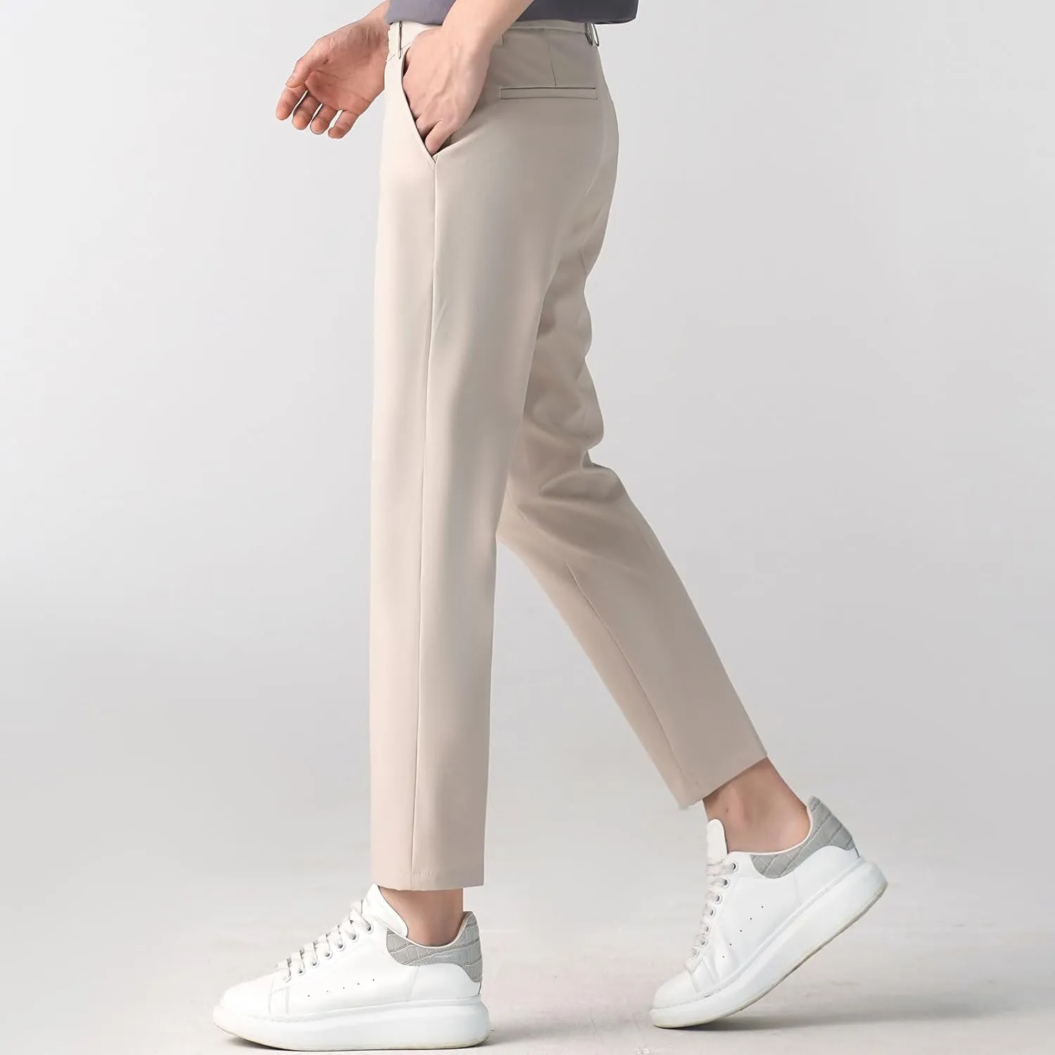 Men's Slim-Fit Harem Dress Pants Golf Pants Stretch Work Dress Pants Casual Comfy Trousers with Pockets