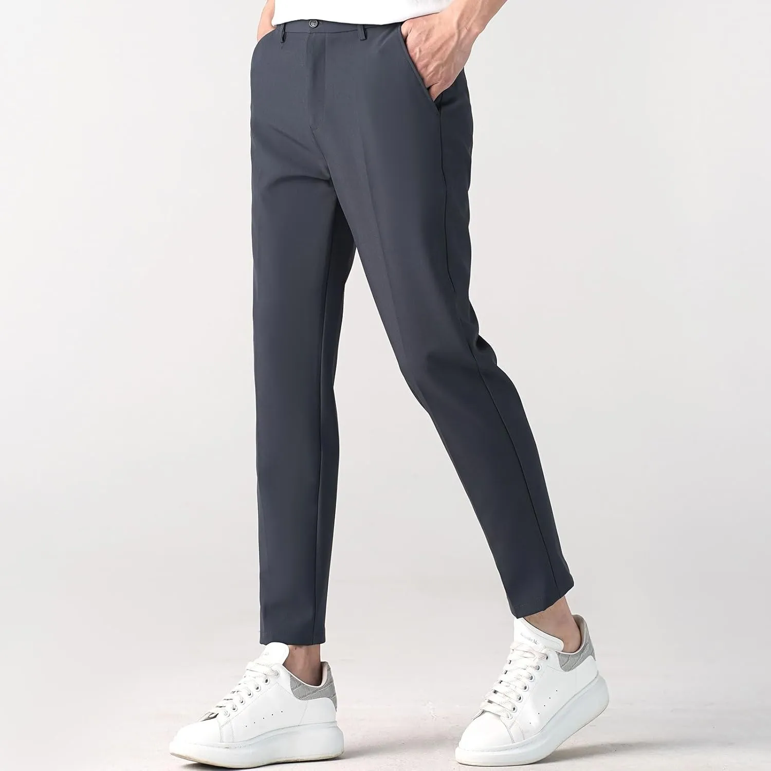 Men's Slim-Fit Harem Dress Pants Golf Pants Stretch Work Dress Pants Casual Comfy Trousers with Pockets