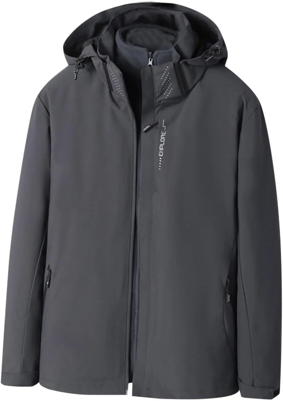 Mens Solid Color Hoodie Zip up Interchange Detachable Jacket Hooded Windbreaker Causal Fashion Outwear with Pockets