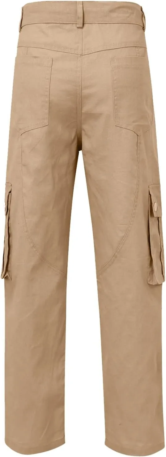 Men's Street Sports Cargo Pants Multi-Pocket Straight Leg Zipper Sports Dance Hip Hop Workwear Trousers Casual Gym Home Pants