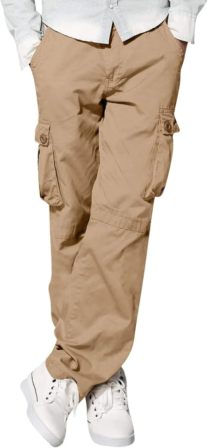 Men's Street Sports Cargo Pants Multi-Pocket Straight Leg Zipper Sports Dance Hip Hop Workwear Trousers Casual Gym Home Pants