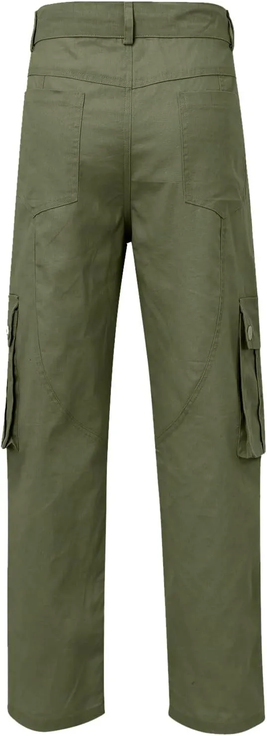 Men's Street Sports Cargo Pants Multi-Pocket Straight Leg Zipper Sports Dance Hip Hop Workwear Trousers Casual Gym Home Pants