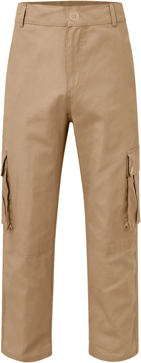 Men's Street Sports Cargo Pants Multi-Pocket Straight Leg Zipper Sports Dance Hip Hop Workwear Trousers Casual Gym Home Pants