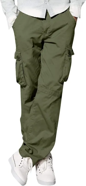 Men's Street Sports Cargo Pants Multi-Pocket Straight Leg Zipper Sports Dance Hip Hop Workwear Trousers Casual Gym Home Pants