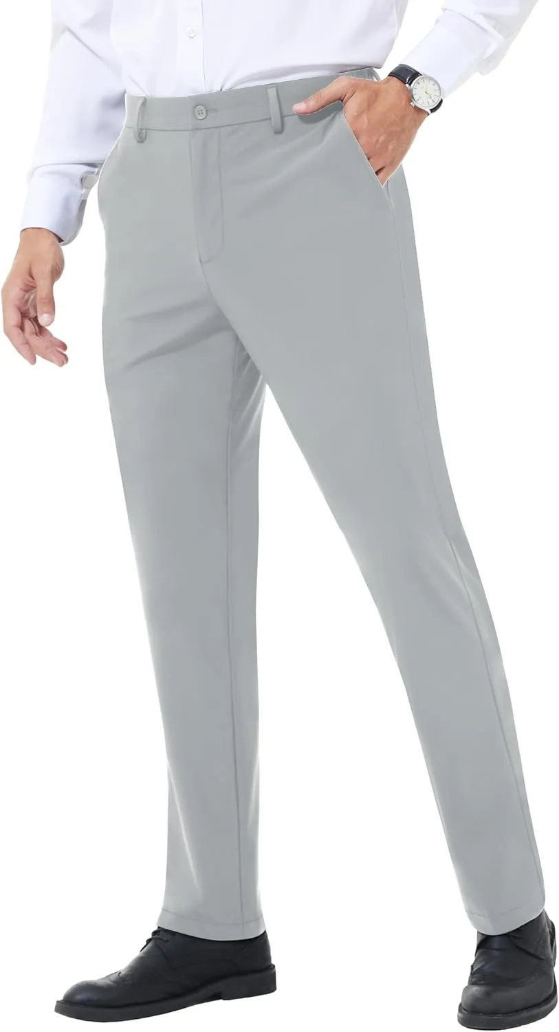 Mens Stretch Dress Pants Slim Fit Dress Pants for Men Expandable Waist Casual Dress Pants Athletic Golf Pants