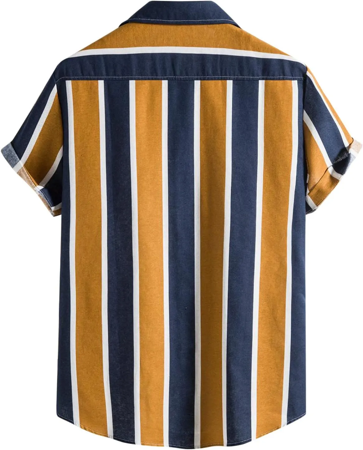 Men's Striped Shirt Untucked Shirt Casual Short Sleeve Shirt Wrinkle Free Wedding Shirts Summer Beach Vacation Shirts