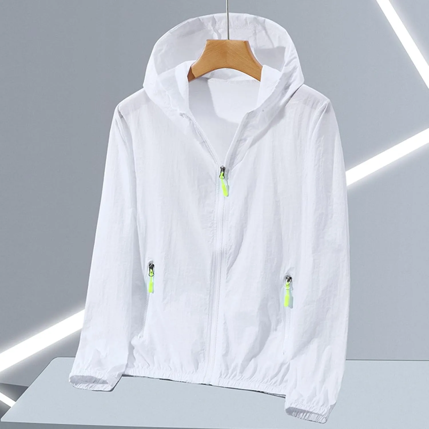 Mens Summer Jackets Plus Size Fashion Thin Sun Protection Hooded Sweatshirt Loose Comfy Pocket Sport Hoodies Coat