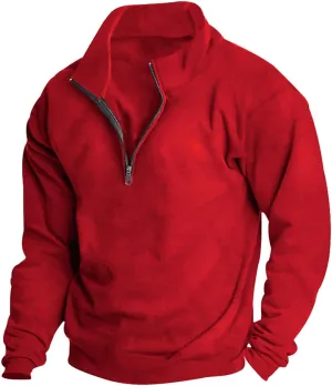 Men's Thermal Sweatshirt Fleece Half Zip Pullover Long Sleeve Warm Golf Shirts Fall Winter Lightweight Workout Tops