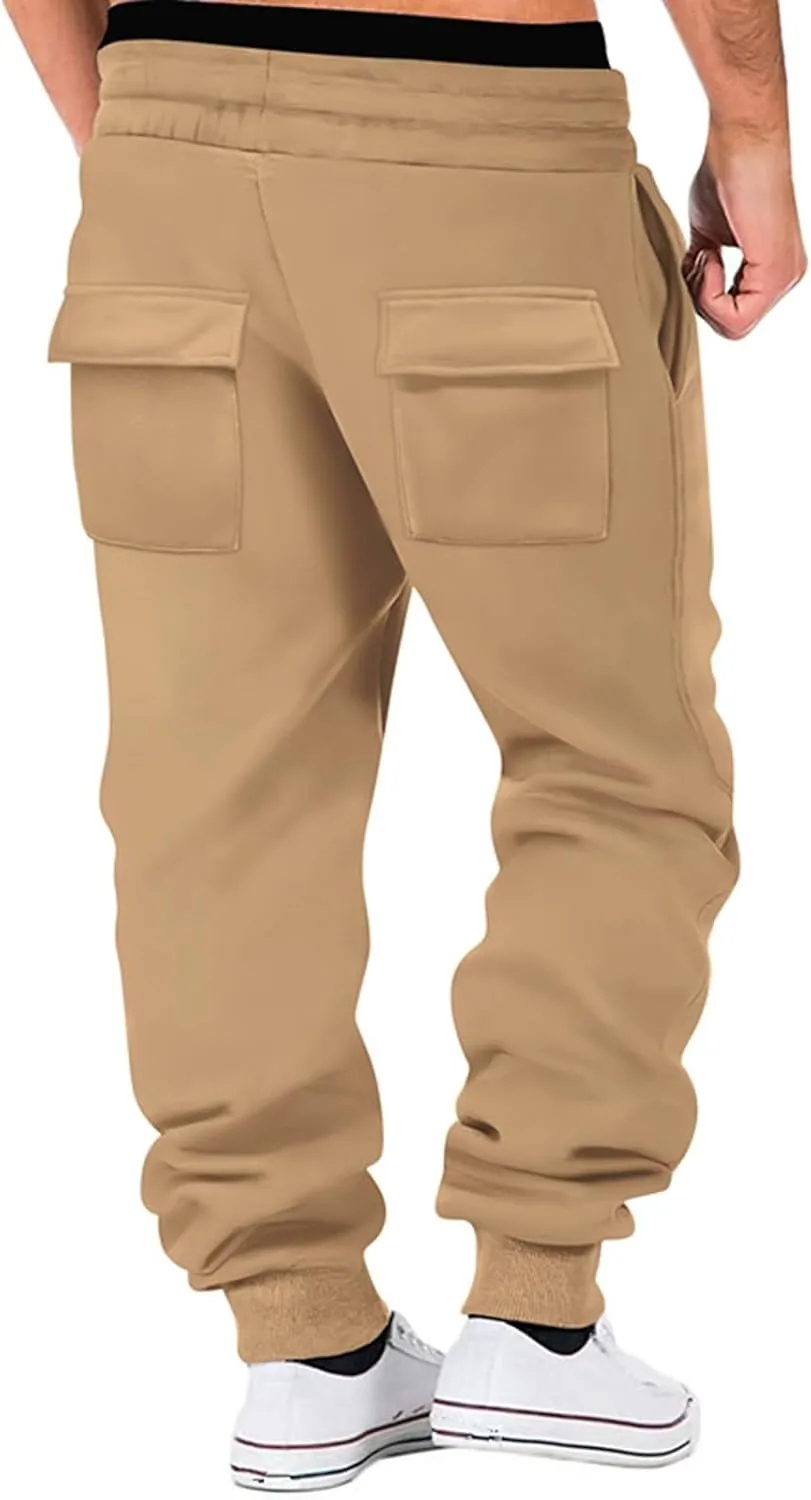 Men's Training Sweatpants Sports Multi-Pocket Fitness Lightweight Straight Pants