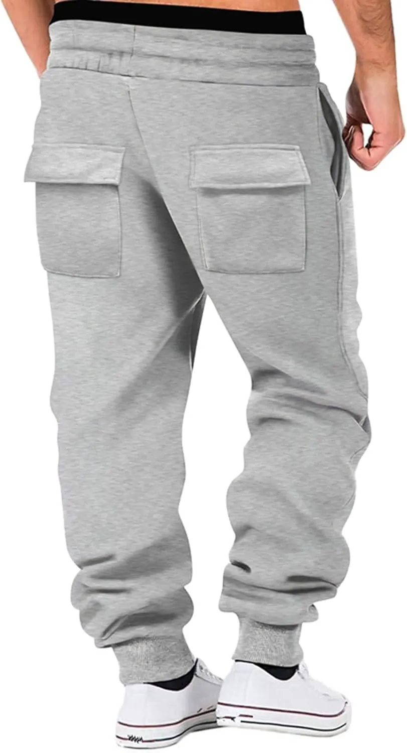 Men's Training Sweatpants Sports Multi-Pocket Fitness Lightweight Straight Pants