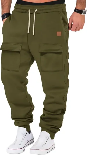 Men's Training Sweatpants Sports Multi-Pocket Fitness Lightweight Straight Pants