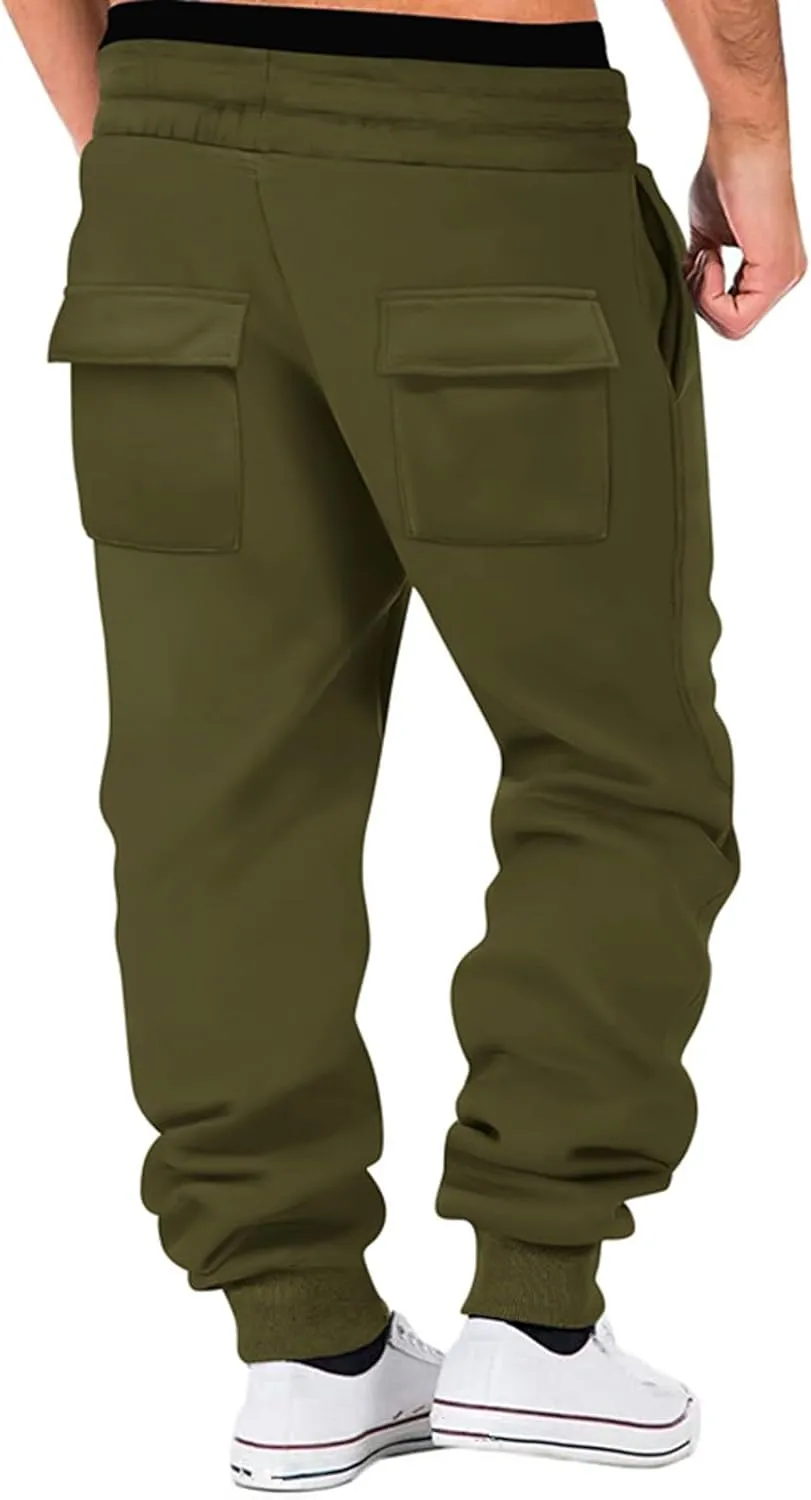 Men's Training Sweatpants Sports Multi-Pocket Fitness Lightweight Straight Pants