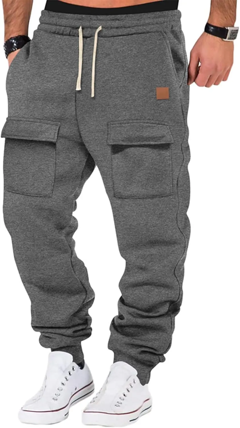 Men's Training Sweatpants Sports Multi-Pocket Fitness Lightweight Straight Pants
