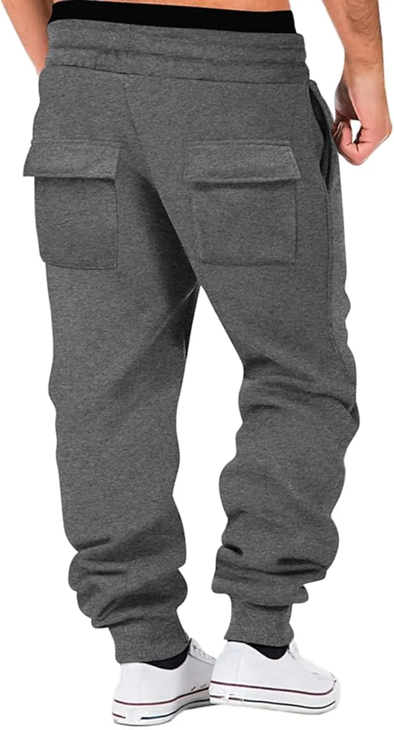 Men's Training Sweatpants Sports Multi-Pocket Fitness Lightweight Straight Pants