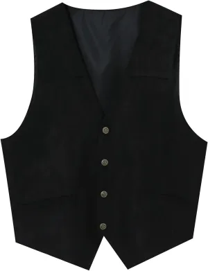 Mens Vests Leather V Neck Pocket Retro Color Vest Blouse With Button Purple Vest Brown Vest Men Black Mens Dress