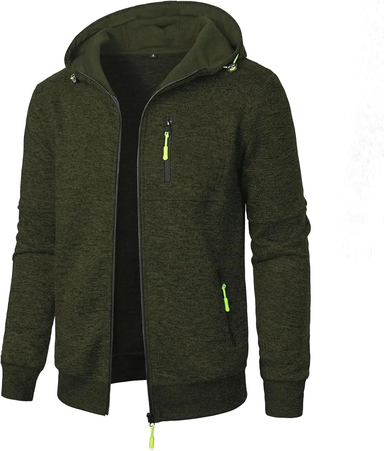 Men's Zip Up Hoodie Thermal Winter Sweatshirt Big and Tall Warm Sweater