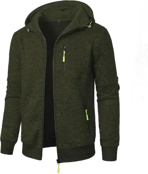 Men's Zip Up Hoodie Thermal Winter Sweatshirt Big and Tall Warm Sweater