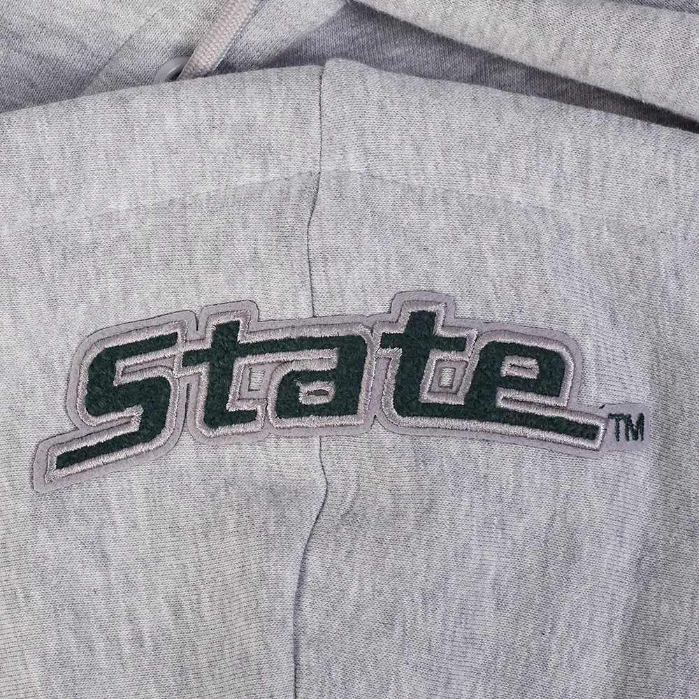 MICHIGAN STATE UNIVERSITY CLASSIC FLEECE CROPPED PULLOVER HOODIE (HEATHER GREY)
