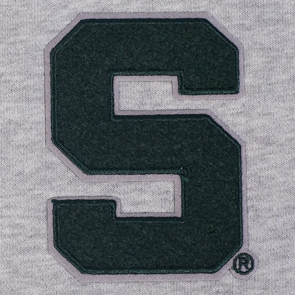 MICHIGAN STATE UNIVERSITY CLASSIC FLEECE CROPPED PULLOVER HOODIE (HEATHER GREY)
