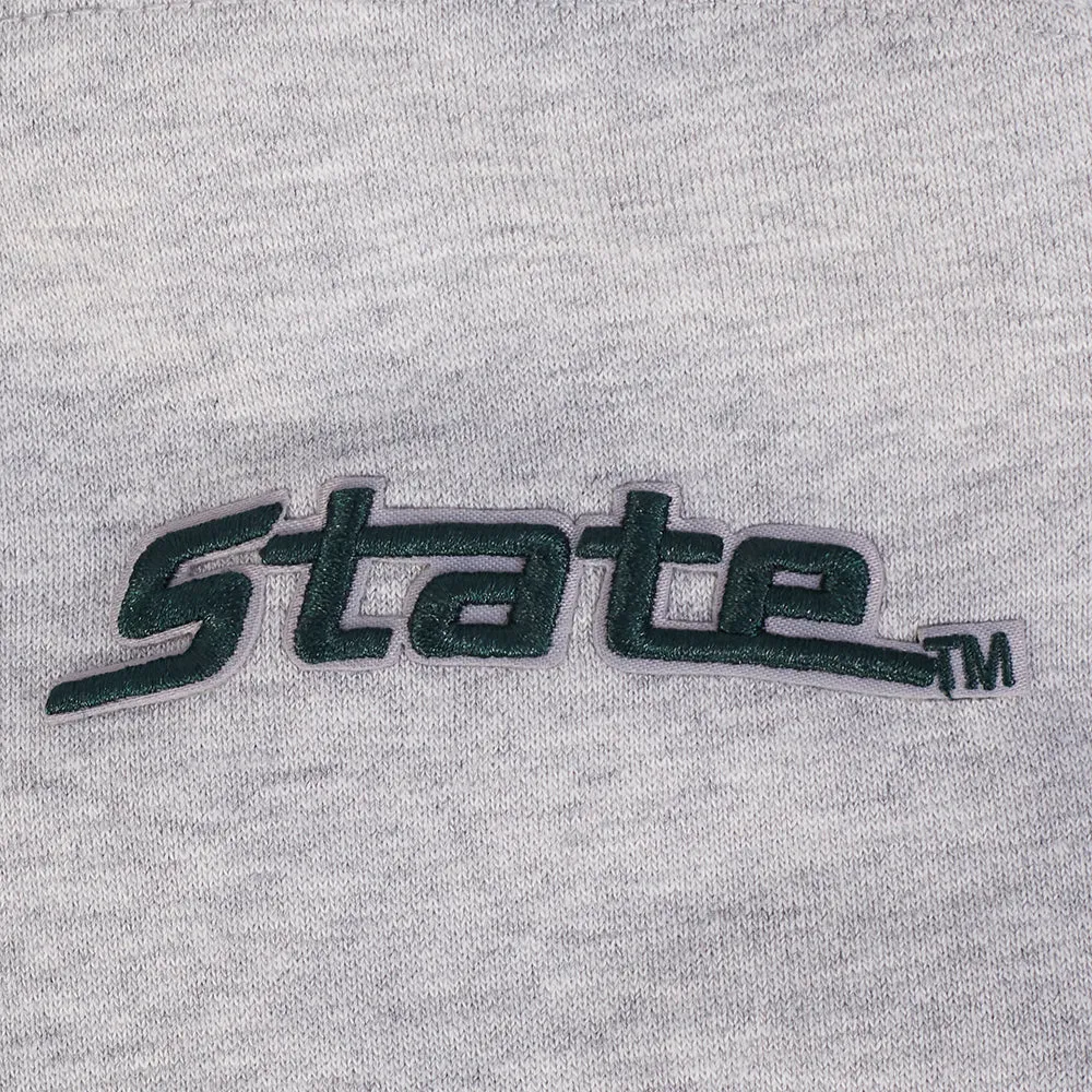 MICHIGAN STATE UNIVERSITY CLASSIC FLEECE CROPPED PULLOVER HOODIE (HEATHER GREY)