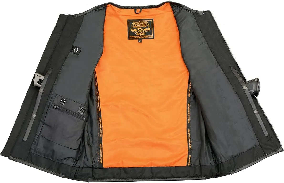 Milwaukee Leather MLM3580 Men's Black Super Utility-Multi Pocket Vest Motorcycle Biker Leather Vest