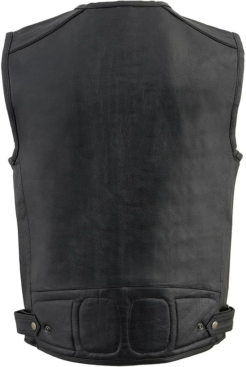 Milwaukee Leather MLM3580 Men's Black Super Utility-Multi Pocket Vest Motorcycle Biker Leather Vest