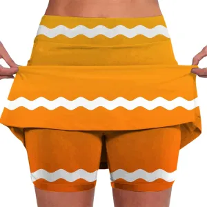 Mini Skort for Women Solid Striped High Waist Tummy Control Tennis Skirts with Built in Shorts Active Athletic Skirts