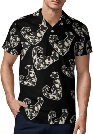 Mink Camouflage Men's Polo Shirt Short Sleeve Print T Shirt Slim Fit Golf Shirt Collared Tee Casual Top
