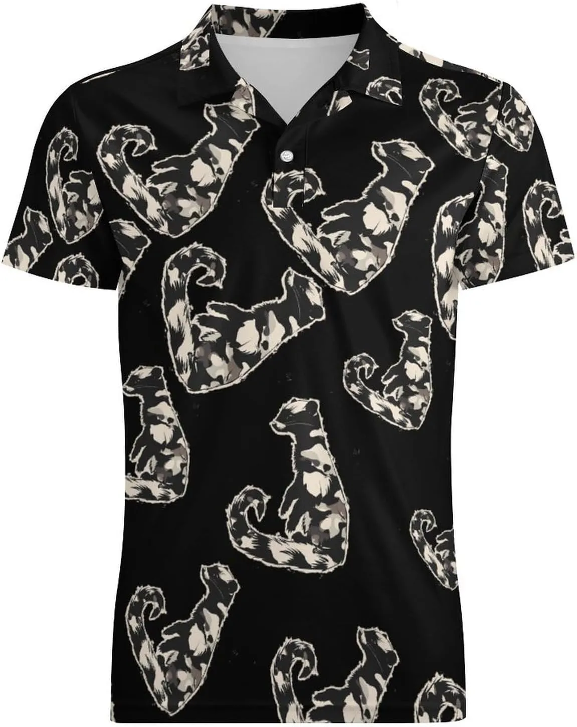 Mink Camouflage Men's Polo Shirt Short Sleeve Print T Shirt Slim Fit Golf Shirt Collared Tee Casual Top