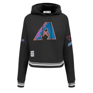 MLB ARIZONA DIAMONDBACKS RETRO CLASSIC WOMEN'S RIB CROPPED PULLOVER HOODIE (BLACK)