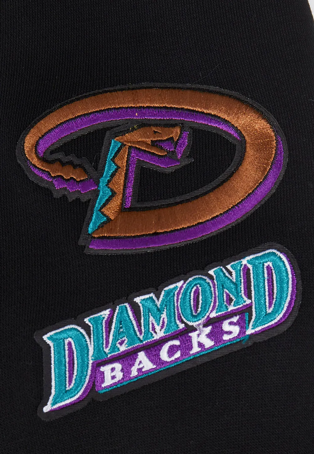 MLB ARIZONA DIAMONDBACKS RETRO CLASSIC WOMEN'S RIB CROPPED PULLOVER HOODIE (BLACK)