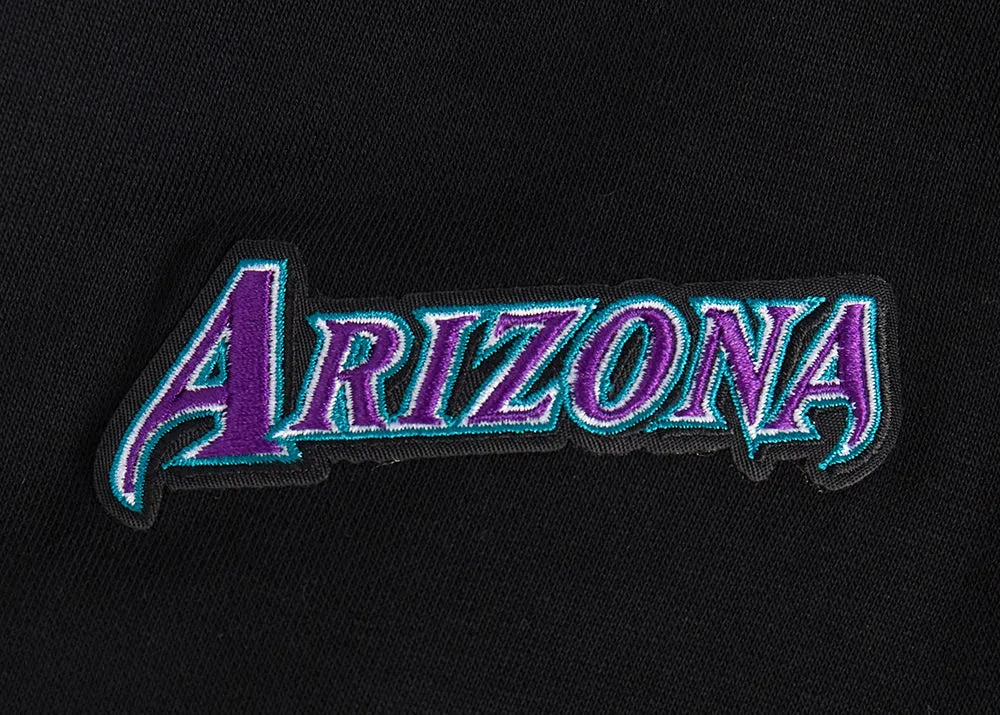 MLB ARIZONA DIAMONDBACKS RETRO CLASSIC WOMEN'S RIB CROPPED PULLOVER HOODIE (BLACK)