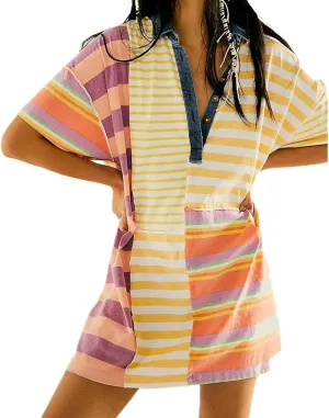 MOLERFO Striped T Shirt Dress Casual Summer Mini Dress Short Beach Sundress Women Short Sleeve Oversized Y2k Dress