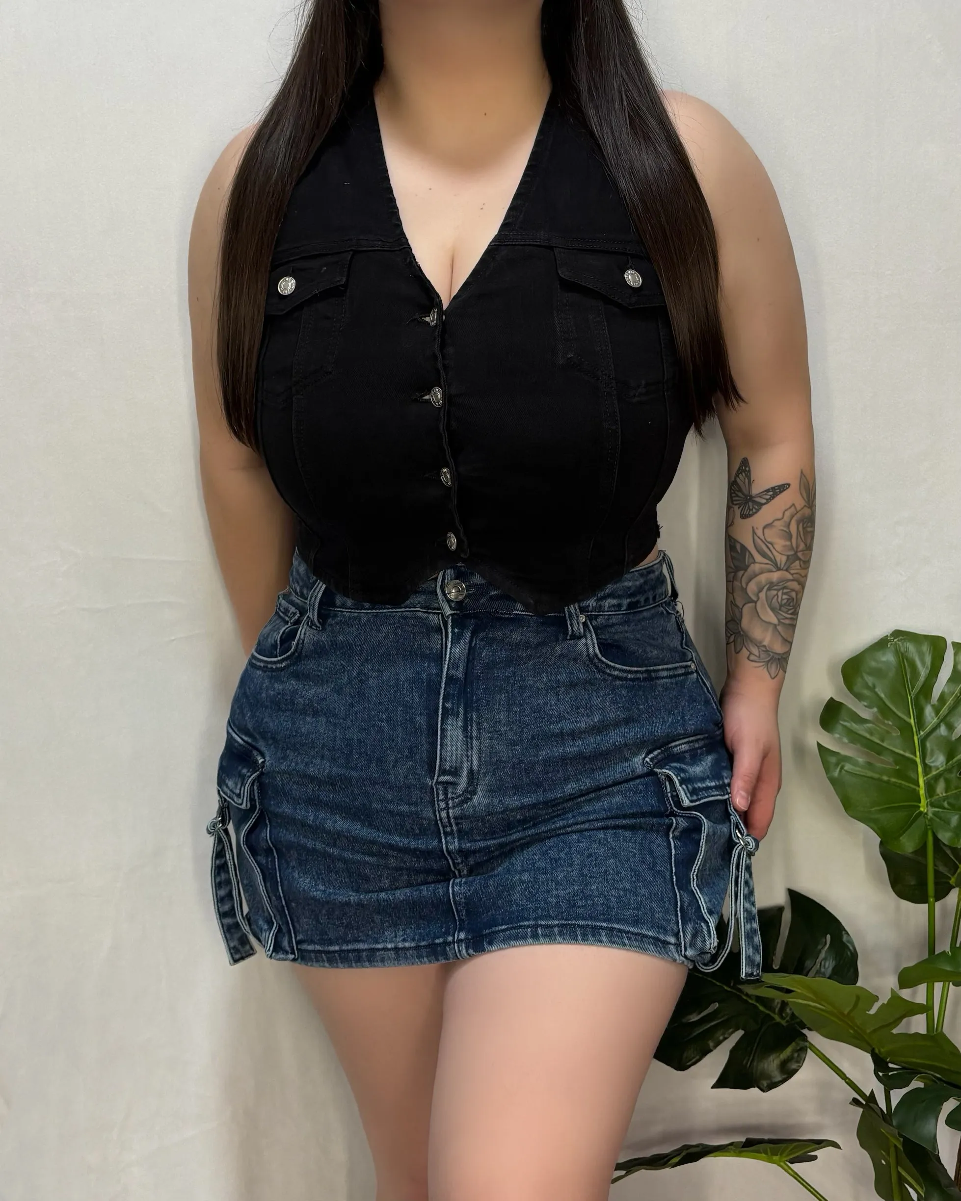 Nancy Denim Vest (Black)
