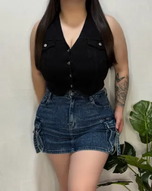 Nancy Denim Vest (Black)