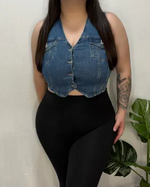 Nancy Denim Vest (Blue)