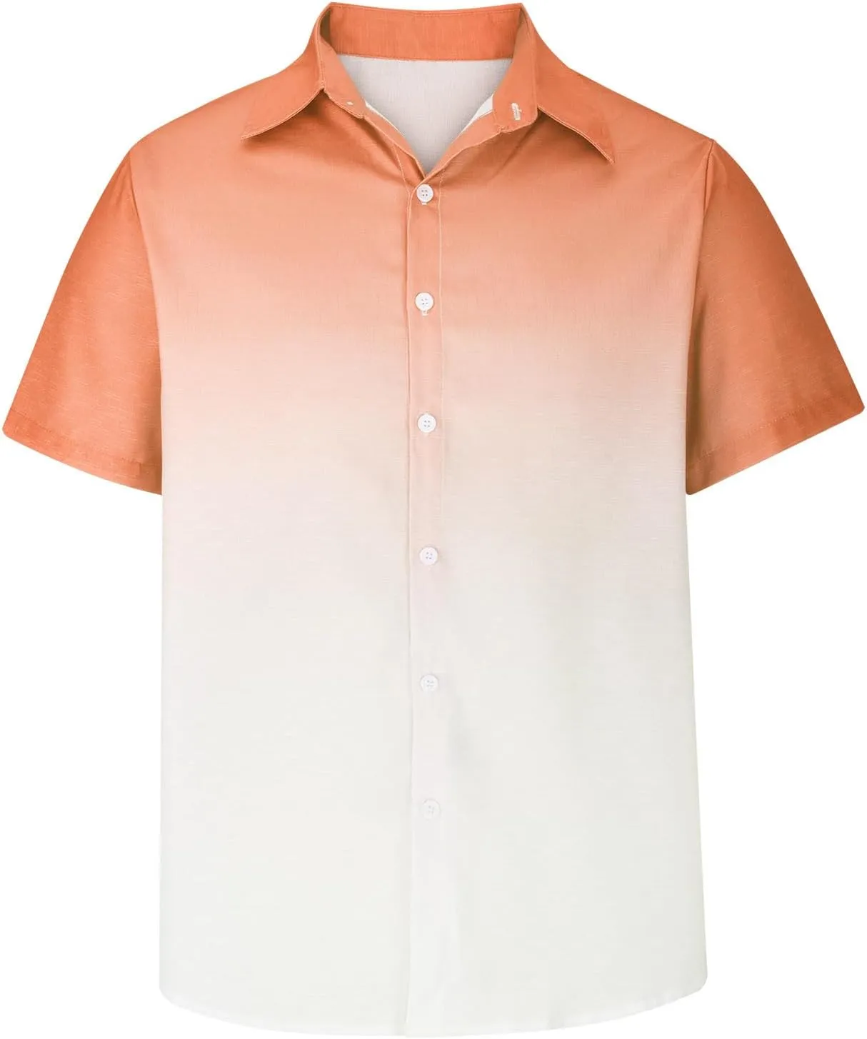 Ombre Beach Shirt for Men Linen Short Sleeve Lapel Dress Casual Vacation T-Shirt Tops Beach Button up Hawaiian Shirt
