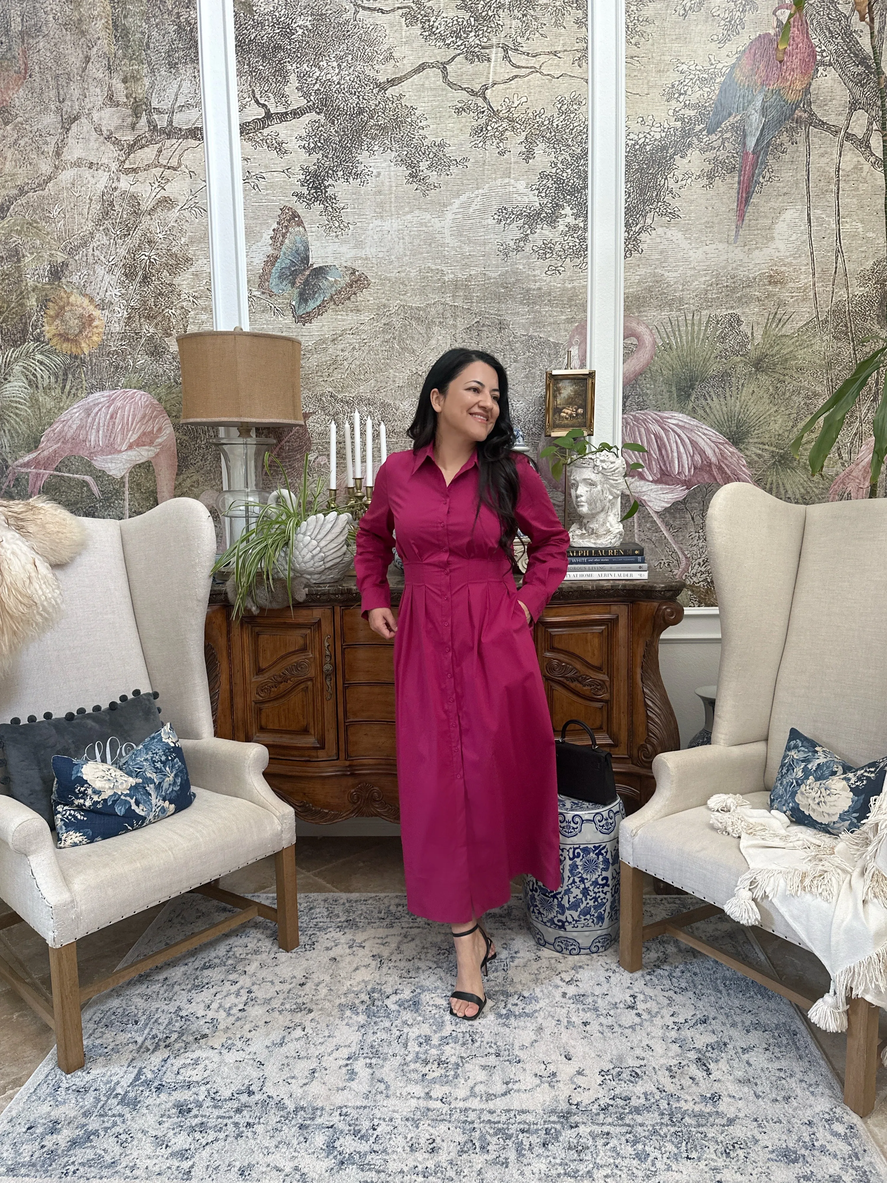 Opal Magenta Shirt Dress