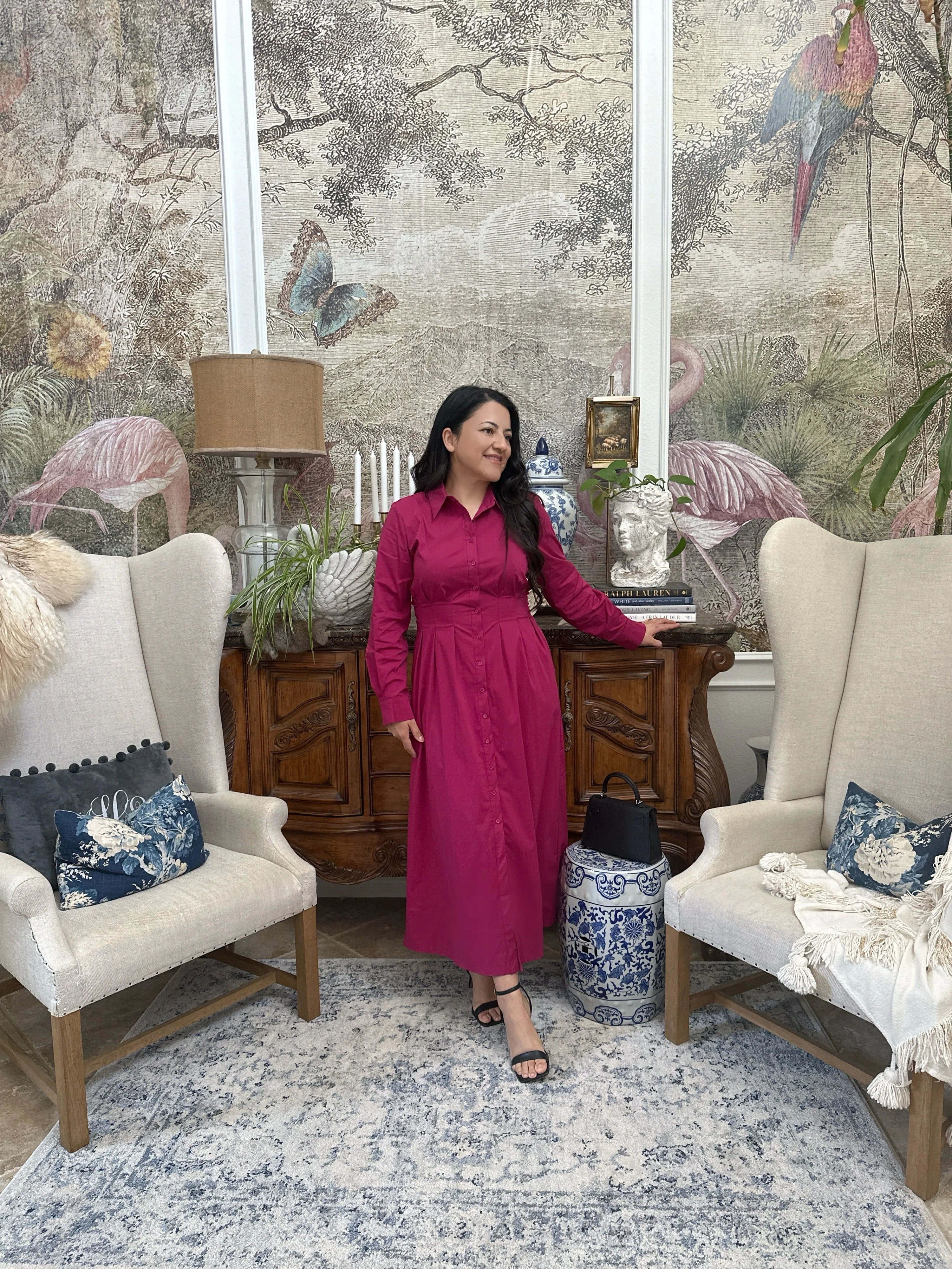 Opal Magenta Shirt Dress