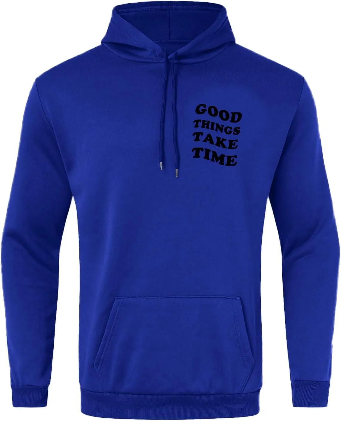 Oversized Hoodie for Men Good Things Take Time & Rose Shape Print Pullover Tops Drop Shoulder Comfy Oversize Fashion Graphic